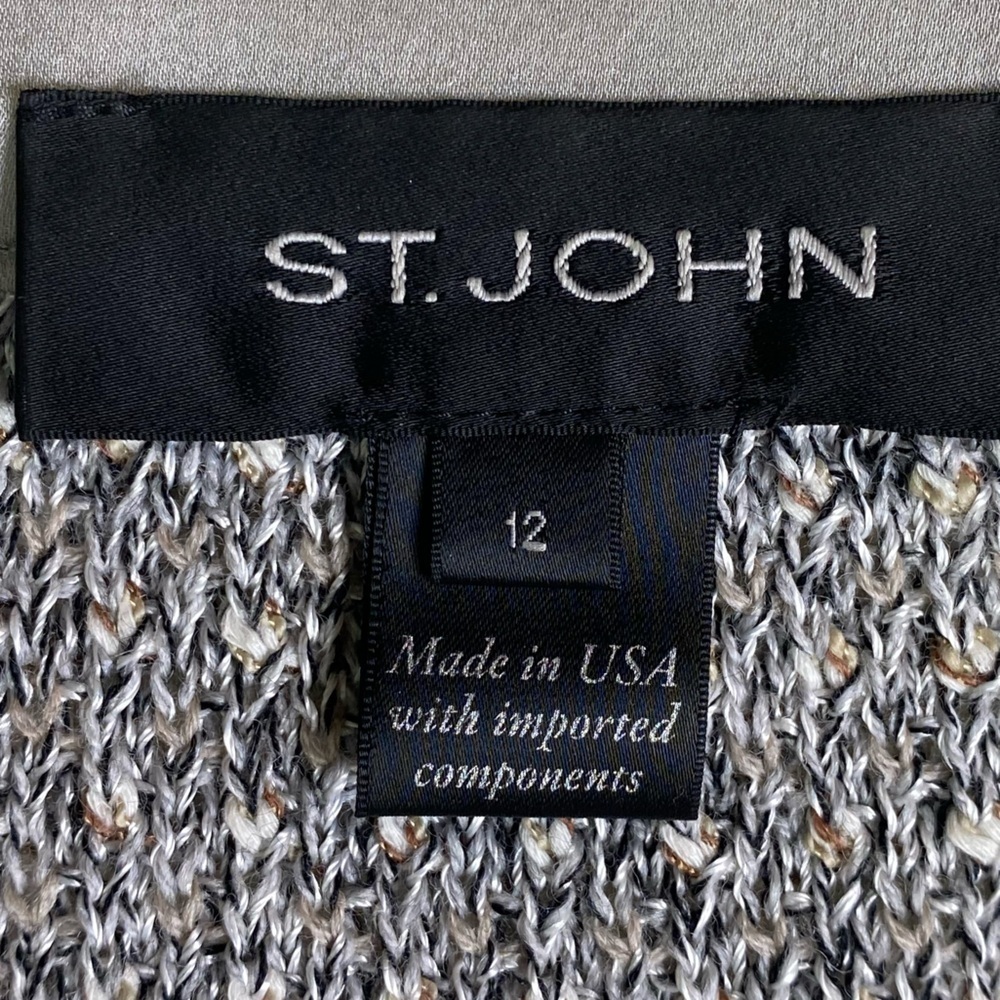 St.John’s Gray tan tweed like Blazer jacket size 12 - Picture 5 of 16